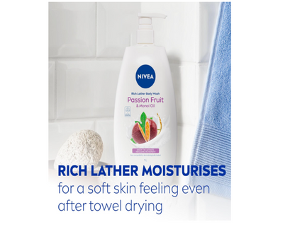 NIVEA Rich Lather Passion Fruit & Monoi Oil Body Wash – 1L