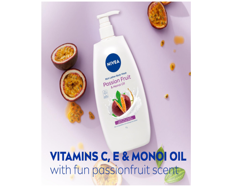 NIVEA Rich Lather Passion Fruit & Monoi Oil Body Wash – 1L