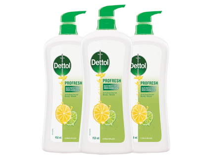 Dettol Profresh Shower Gel Body Wash Citrus Burst 950ml - 3 Pack