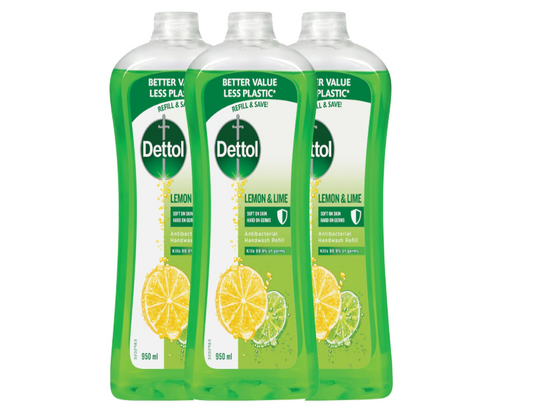 Dettol Anti-Bacterial Hand Wash Refresh Refill Disinfecting, 950ml - 3 Pack