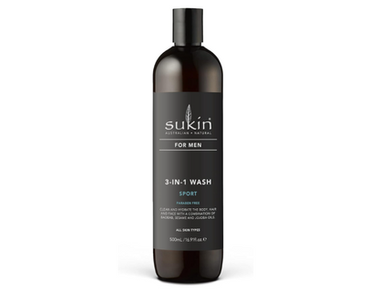 Sukin For Men, 3-in-1 Wash, Sport, 500ml