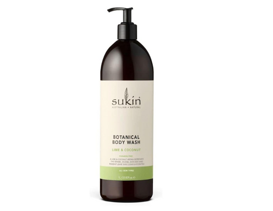 Sukin Botanical Body Wash, Lime and Coconut, 1L