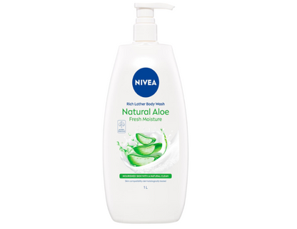 NIVEA Rich Moisture Creme with Natural Aloe Body Wash 1L