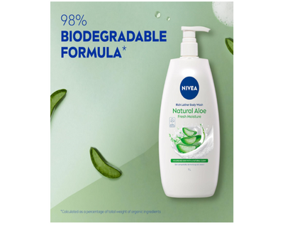 NIVEA Rich Moisture Creme with Natural Aloe Body Wash 1L