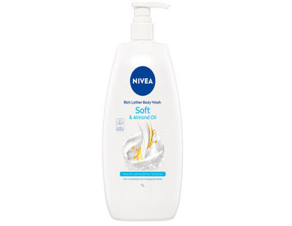 NIVEA Rich Lather Soft Body Wash with Almond Oil 1L