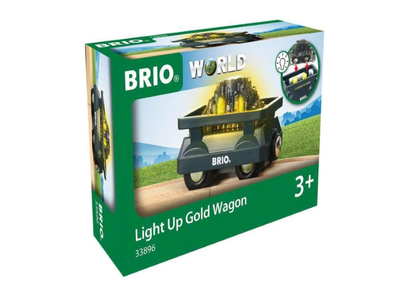 BRIO - Light Up Gold Wagon 2 Pieces