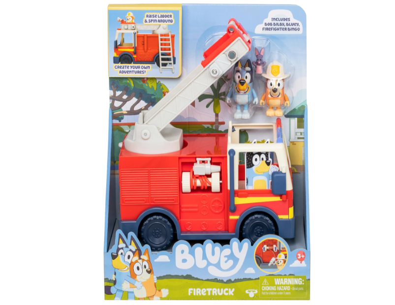 Bluey Firetruck Playset with Exclusive Firefighter Bingo and Bob Bilby Figures