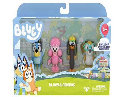 Bluey and Friends 4 piece of Poseable Figures (2.5-3")