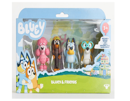 Bluey and Friends 4 piece of Poseable Figures (2.5-3")