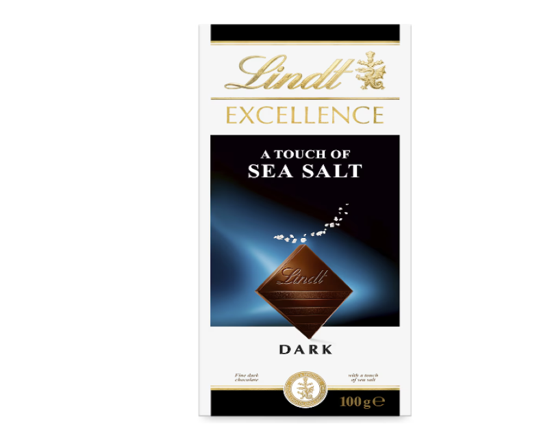 Lindt Excellence Sea Salt Dark Chocolate Block 100g - 2 Pack