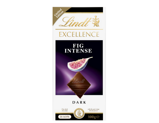 Lindt Excellence Fig Intense Dark Chocolate Block 100g - 2 Pack