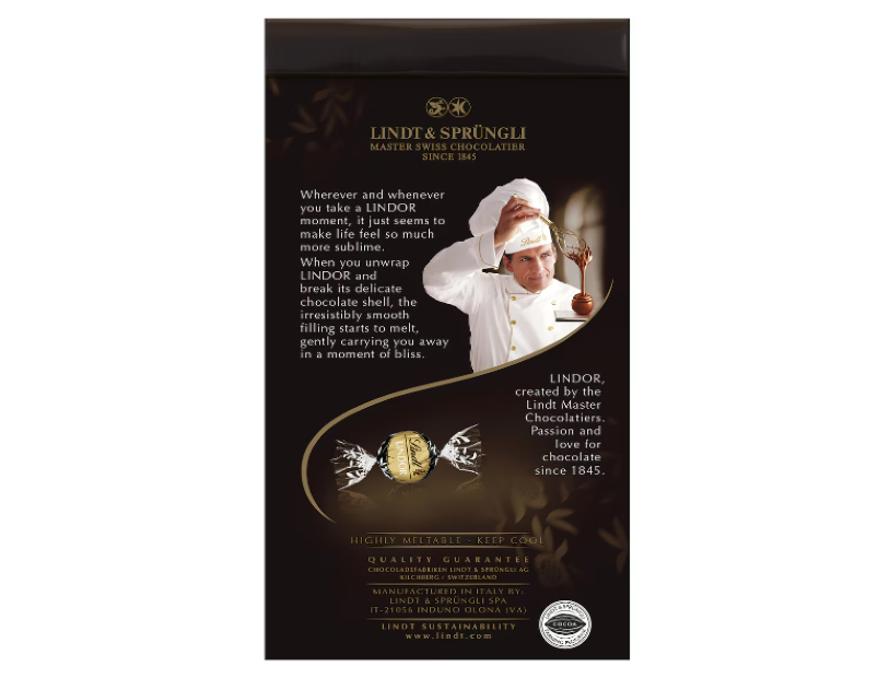 Lindt Lindor 70% Cocoa Dark Chocolate Bag 123g