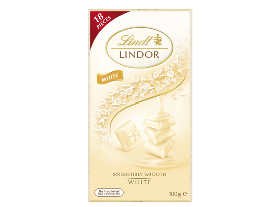 Lindt Lindor White Chocolate Block 100g - 2 Pack