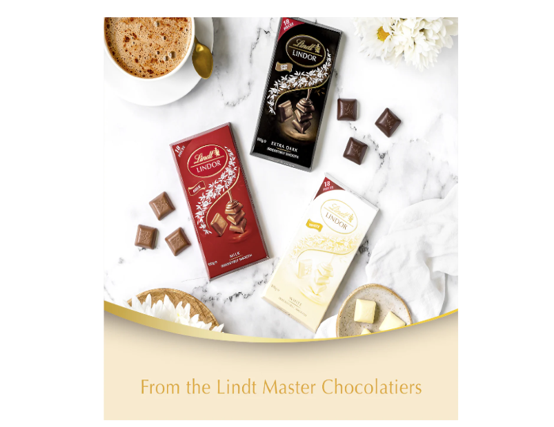 Lindt Lindor White Chocolate Block 100g - 2 Pack