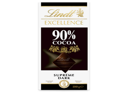 Lindt Excellence 90% Cocoa Dark Chocolate Block 100g - 2 Pack