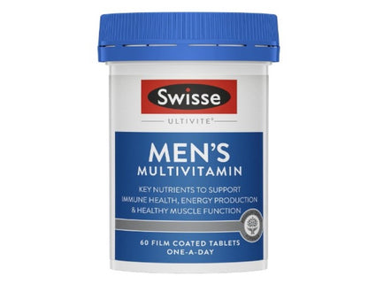 Swisse Ultivite Men's Multivitamin - with Zinc, Vitamin D3, Selenium & B Vitamins to Support General Male Health - 60 Tablets