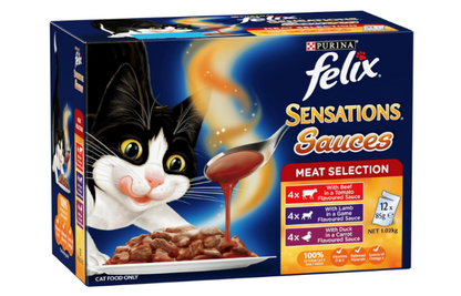 FELIX | Sensations Adult Wet Cat Food Meat Selection Sauces - 60x85g