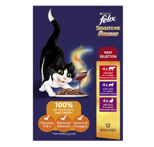 FELIX | Sensations Adult Wet Cat Food Meat Selection Sauces - 60x85g