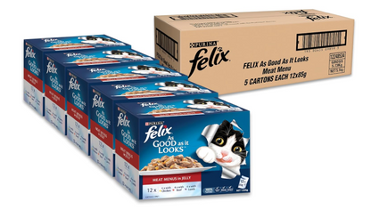 FELIX | As Good As It Looks Adult Wet Cat Food Meat Menus in Jelly - 60x85g