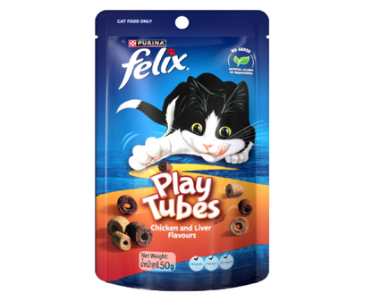 FELIX | Adult Cat Treats Chicken & Liver Play Tubes - 8x50g