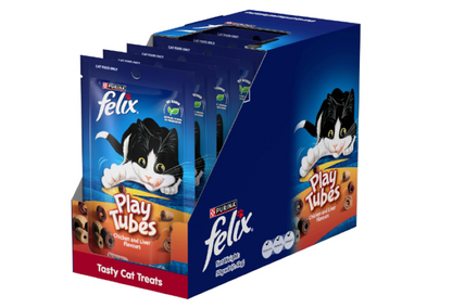 FELIX | Adult Cat Treats Chicken & Liver Play Tubes - 8x50g