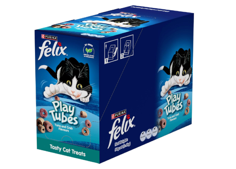 FELIX | Adult Cat Treats Tuna & Crab Play Tubes, 8x50g