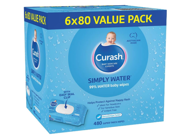 Curash | Simply Water Baby Wipes (6 x 80) Value Pack - 480 wipes