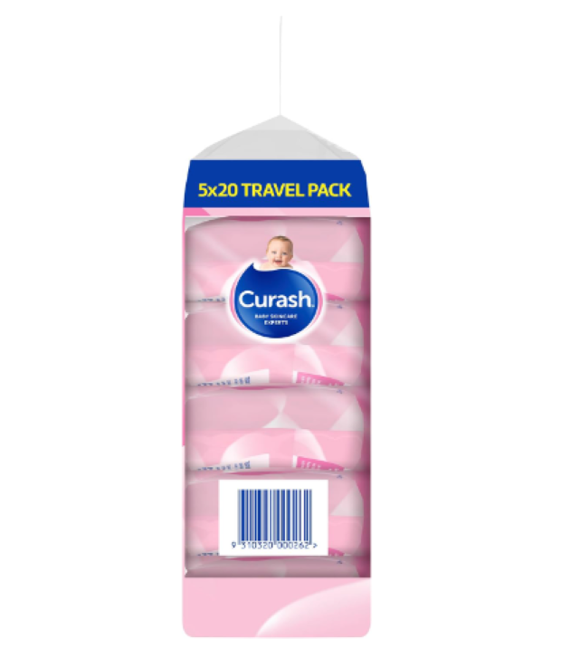 Curash | Fragrance Free Baby Wipes (5 x 20) Value Pack - 100 wipes