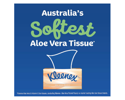 Kleenex | Aloe Vera & Vitamin E 3 Ply Facial Tissues 1120 Count (8 x 140 Pack) - Packaging May Vary