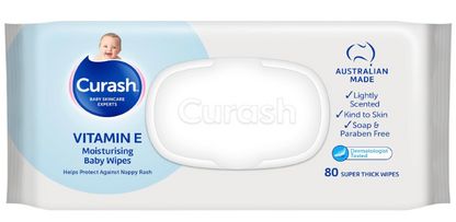 Curash | Vitamin E Moisturising Baby Wipes (3 x 80) Value Pack - 240 wipes