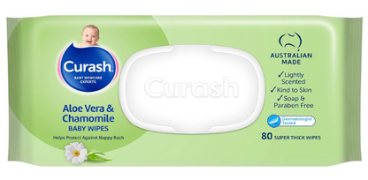 Curash | Aloe Vera & Chamomile Baby Wipes (3 x 80) Value Pack, 240 wipes