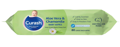 Curash | Aloe Vera & Chamomile Baby Wipes (3 x 80) Value Pack, 240 wipes