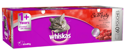 WHISKAS | So Meaty Recipes Meat Cuts in Gravy 12 x 85g - 5 Pack (60 Pouches)