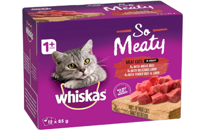 WHISKAS | So Meaty Recipes Meat Cuts in Gravy 12 x 85g - 5 Pack (60 Pouches)