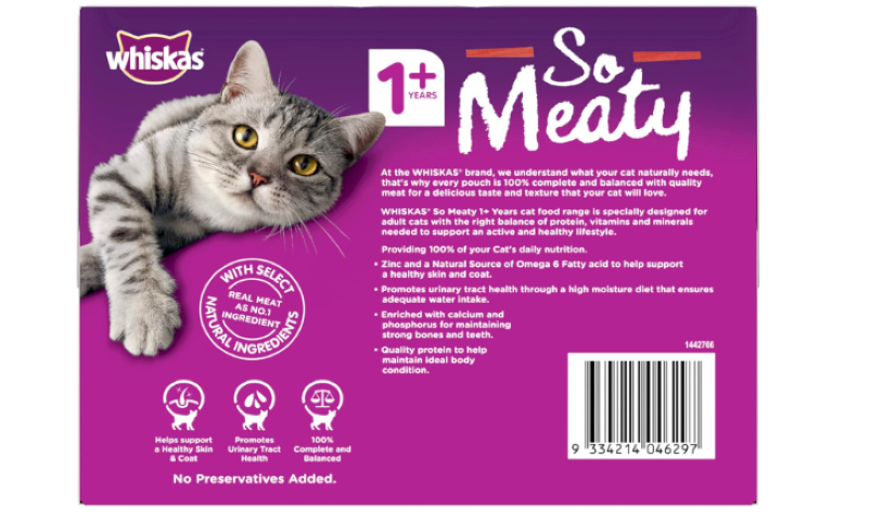 WHISKAS | So Meaty Recipes Meat Cuts in Gravy 12 x 85g - 5 Pack (60 Pouches)