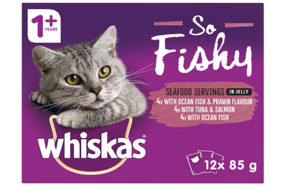 WHISKAS | So Fishy Recipes Seafood In Jelly 12 x 85g - 5 Pack (60 Pouches)