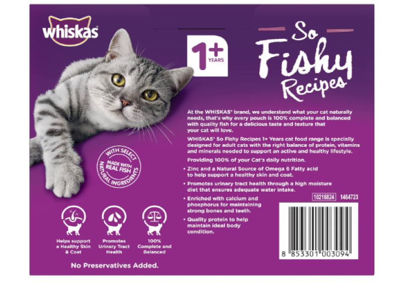 WHISKAS | So Fishy Recipes Seafood In Jelly 12 x 85g - 5 Pack (60 Pouches)