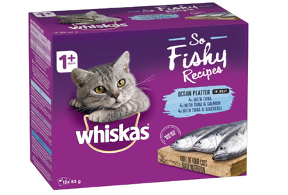 WHISKAS | 1+ Years Cat Food with Beef Favourites in Jelly 12 x 85g, 5 Pack (60 Pouches)