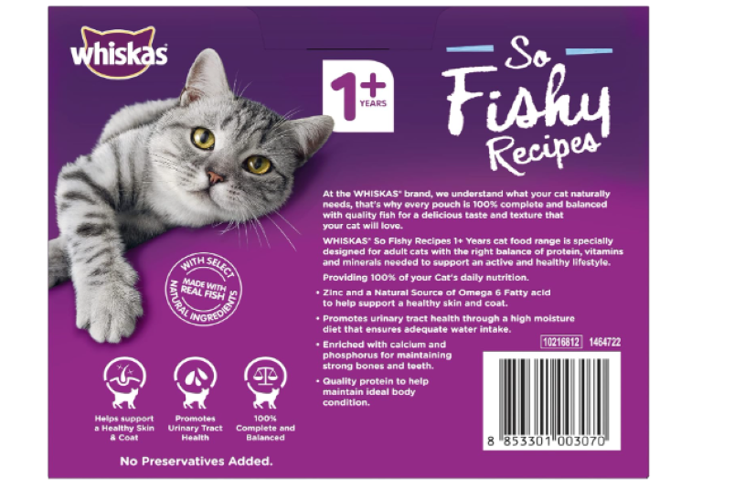 WHISKAS | 1+ Years Cat Food with Beef Favourites in Jelly 12 x 85g, 5 Pack (60 Pouches)