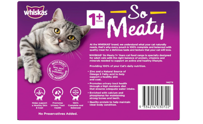 WHISKAS | So Meaty Poultry Dishes In Gravy 12 x 85g - 5 Pack (60 Pouches)