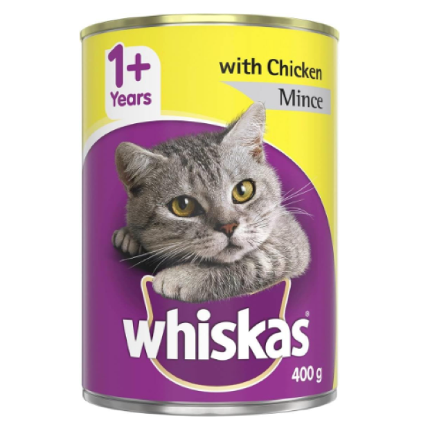 3 X WHISKAS | WET CHICKEN MINCE - 400G 24PK(173738) (OM24)