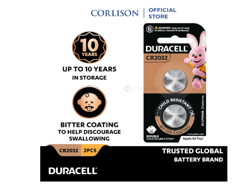 Duracell | CR2032 Battery x2, (DL2032B2) - 2 Pack of DL2302/CR2032 32060