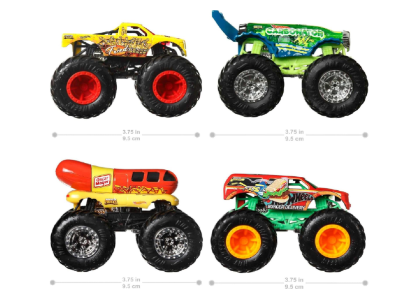 Hot Wheels | Monster Trucks Set of 4 1:64 Scale Toy Trucks, Collectible Vehicles