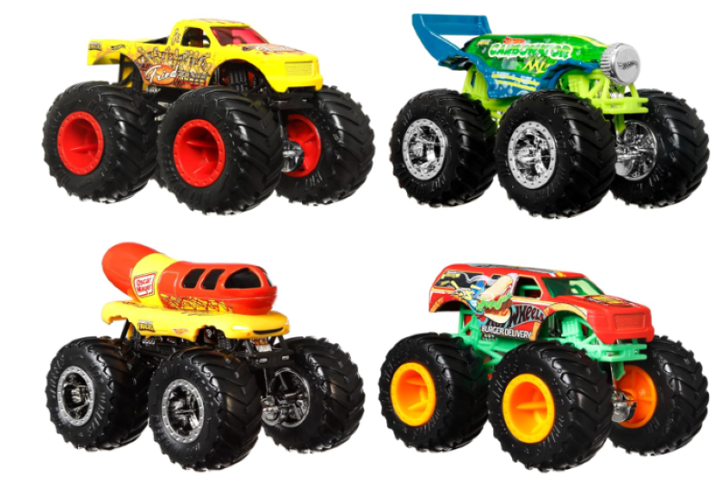 Hot Wheels | Monster Trucks Set of 4 1:64 Scale Toy Trucks, Collectible Vehicles