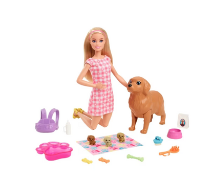 Barbie | Newborn Pups Playset