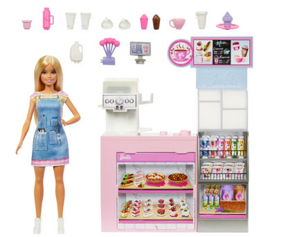 Barbie | Coffee Shop Playset with Blonde Barista Doll