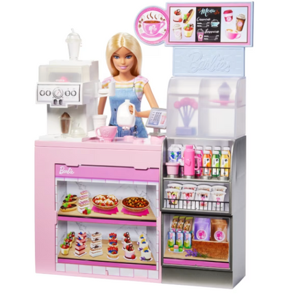 Barbie | Coffee Shop Playset with Blonde Barista Doll