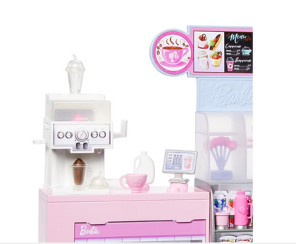 Barbie | Coffee Shop Playset with Blonde Barista Doll