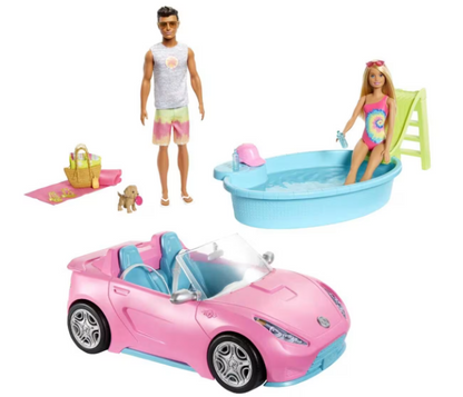 Barbie and Ken Convertible Car and Pool Gift Set