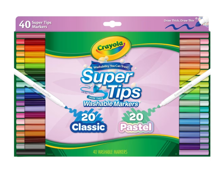 Crayola | SuperTips Washable Markers, 40 Pack